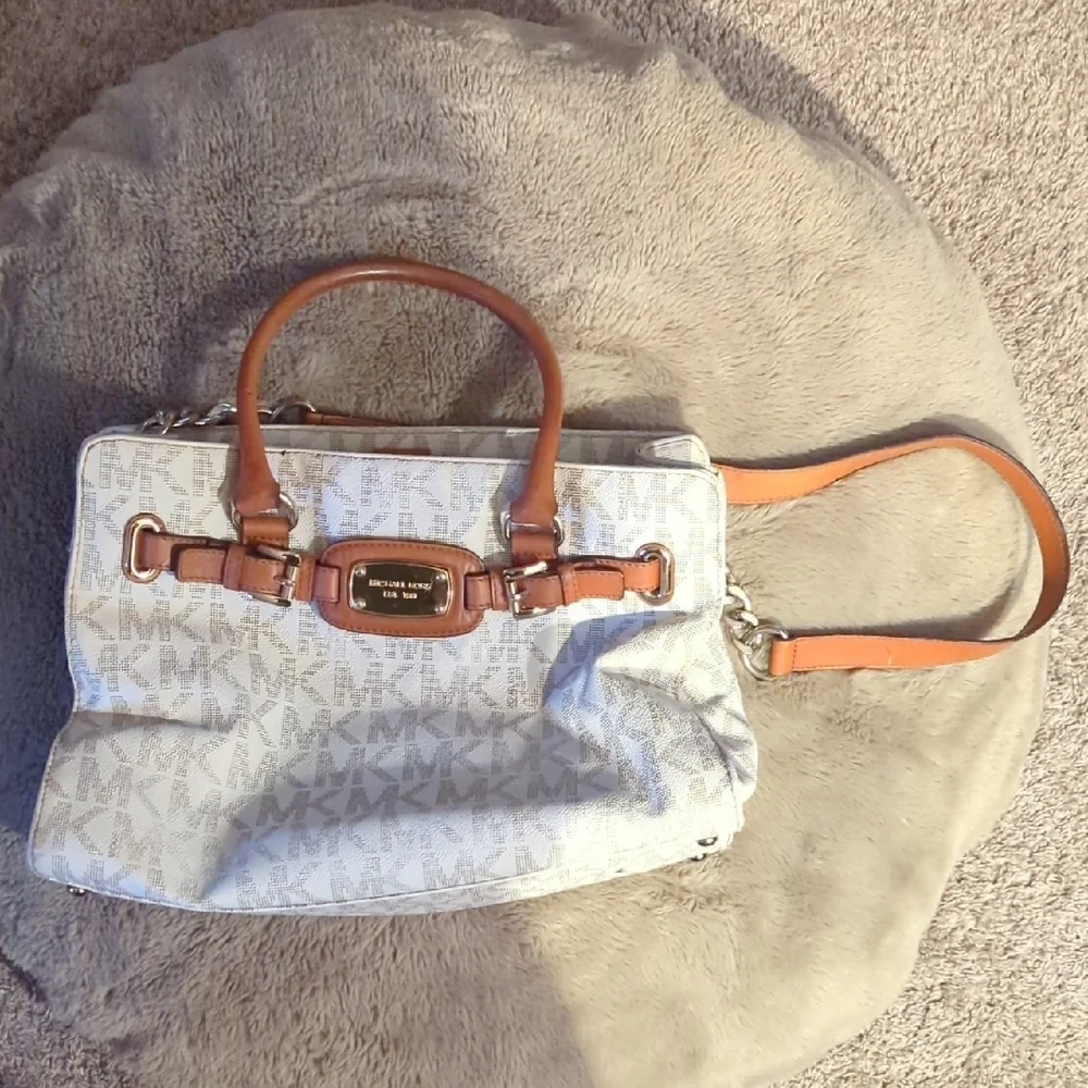 Michael Kors Cream and Tan Satchel